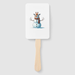 Funny Giraffe Snowman Scarf Christmas Womens Mens Hand Fan