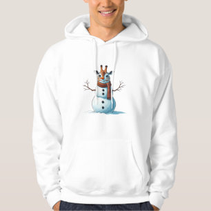 Funny Giraffe Snowman Scarf Christmas Womens Mens Hoodie