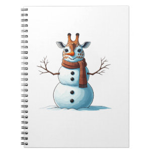 Funny Giraffe Snowman Scarf Christmas Womens Mens Notebook