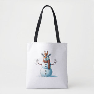 Funny Giraffe Snowman Scarf Christmas Womens Mens  Tote Bag