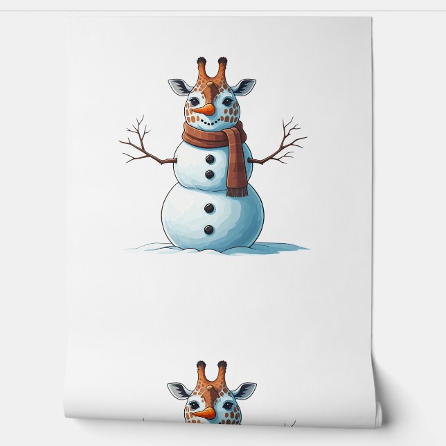 Funny Giraffe Snowman Scarf Christmas Womens Mens  Wallpaper (Unrolling)