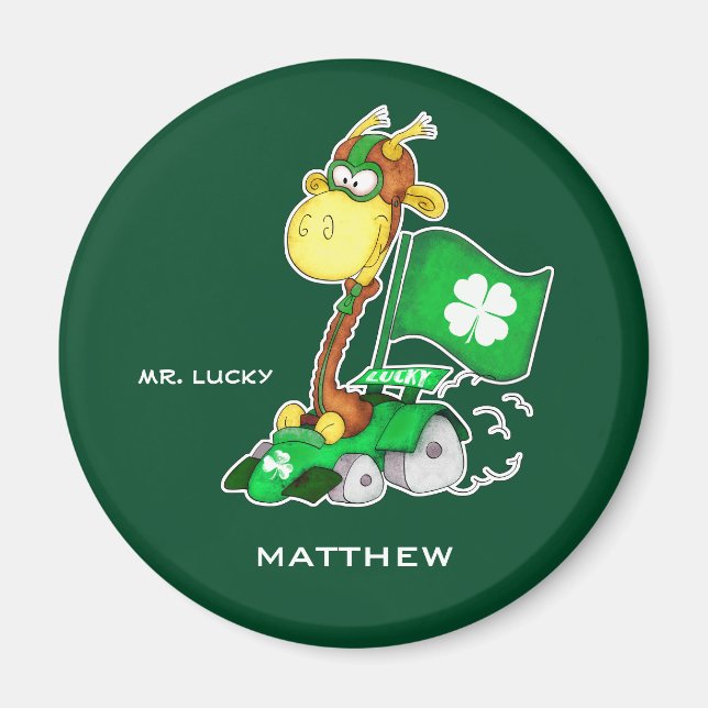 Funny Giraffe St.Patrick's Day Custom Gift Magnets (Front)
