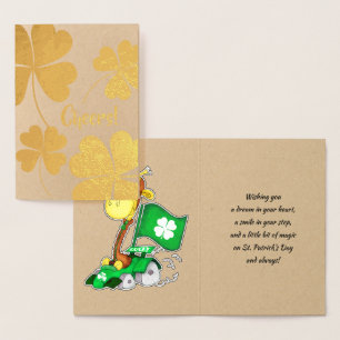 Funny Giraffe St.Patrick's Day Real Foil Cards