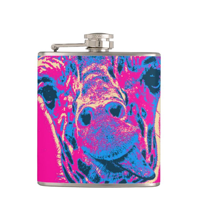 Funny Giraffe Sticking out his Tongue Hip Flask (Front)