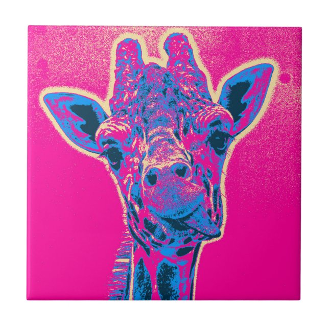 Funny Giraffe Sticking out his Tongue Tile (Front)