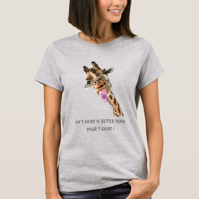 Funny Giraffe T-Shirt Gift - Custom Text (Front)
