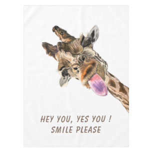 Funny Giraffe Tablecloth Smile - Custom Text