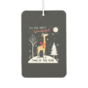 Funny Giraffe The Most Wonderful Time Christmas T- Car Air Freshener