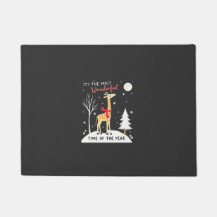 Funny Giraffe The Most Wonderful Time Christmas T- Doormat