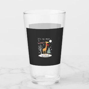 Funny Giraffe The Most Wonderful Time Christmas T- Glass