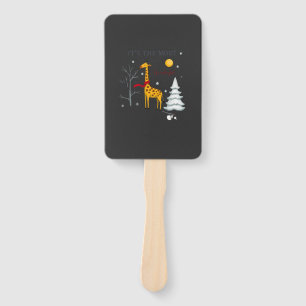 Funny Giraffe The Most Wonderful Time Christmas T- Hand Fan