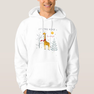 Funny Giraffe The Most Wonderful Time Christmas T- Hoodie