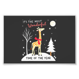 Funny Giraffe The Most Wonderful Time Christmas T- Photo Print
