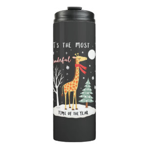 Funny Giraffe The Most Wonderful Time Christmas T- Thermal Tumbler