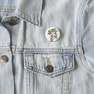 Funny giraffe tongue 3 cm round badge