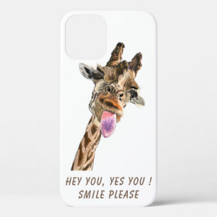Funny Giraffe Tongue Out and Playful Wink Cartoon  iPhone 12 Pro Case