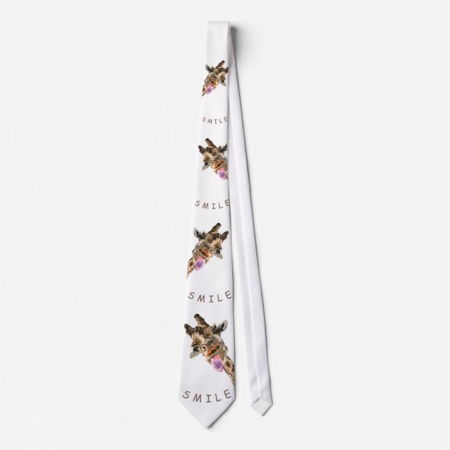 Funny Giraffe Tongue Out and Playful Wink - Cool Tie (Front)
