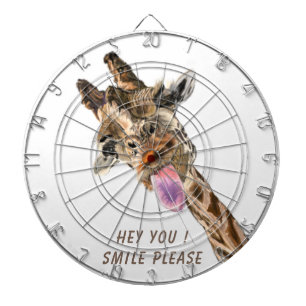 Funny Giraffe Tongue Out and Playful Wink - Smile  Dartboard