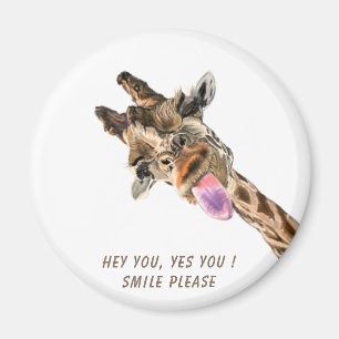 Funny Giraffe Tongue Out and Playful Wink - Smile Magnet
