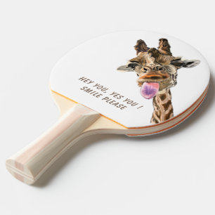 Funny Giraffe Tongue Out and Playful Wink - Smile Ping Pong Paddle