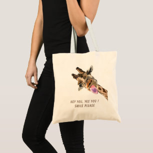 Funny Giraffe Tongue Out and Playful Wink - Smile  Tote Bag