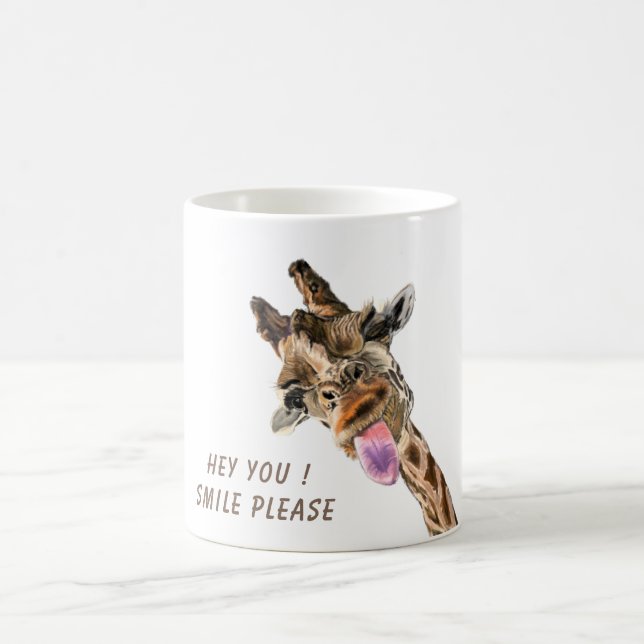 Funny Giraffe Tongue Out Catchy Text Coffee Mug (Center)