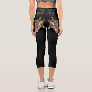 Funny Giraffe Tongue Out Playful Wink - Add Text  Capri Leggings
