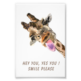 Funny Giraffe Tongue Out Poster