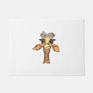 Funny Giraffe Tropical Bandanna Hipster Giraffe Gi Doormat