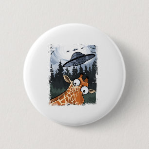 Funny Giraffe UFO Zoo Animal Weird Meme Graphic  _ 6 Cm Round Badge