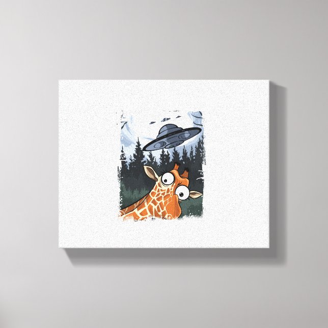 Funny Giraffe UFO Zoo Animal Weird Meme Graphic  _ Canvas Print (Front)