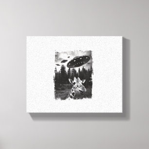 Funny Giraffe UFO Zoo Animal Weird Meme Graphic   Canvas Print