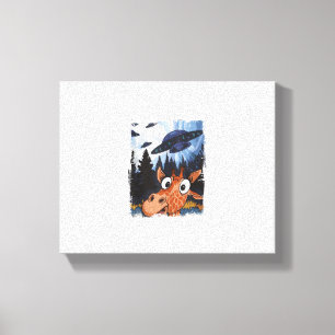 Funny Giraffe UFO Zoo Animal Weird Meme Graphic  Canvas Print