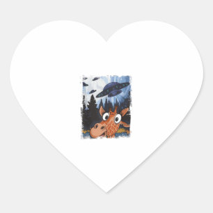 Funny Giraffe UFO Zoo Animal Weird Meme Graphic Heart Sticker
