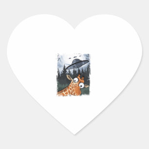Funny Giraffe UFO Zoo Animal Weird Meme Graphic _ Heart Sticker