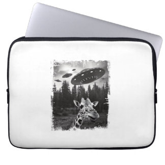 Funny Giraffe UFO Zoo Animal Weird Meme Graphic   Laptop Sleeve