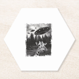 Funny Giraffe UFO Zoo Animal Weird Meme Graphic Paper Coaster