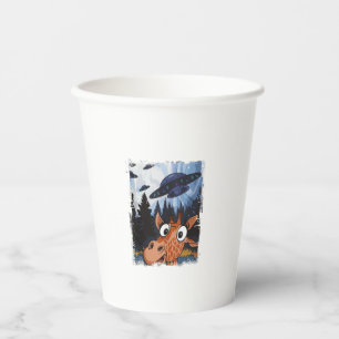 Funny Giraffe UFO Zoo Animal Weird Meme Graphic Paper Cups