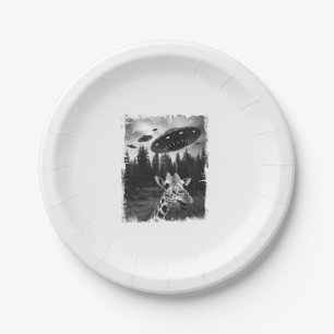 Funny Giraffe UFO Zoo Animal Weird Meme Graphic Paper Plate