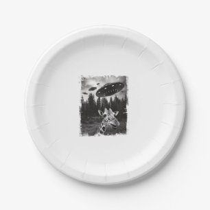 Funny Giraffe UFO Zoo Animal Weird Meme Graphic   Paper Plate