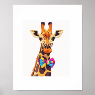 Funny Giraffe With Bowtie Animal Humour Poster