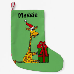Funny Giraffe with Christmas Package Small Christmas Stocking