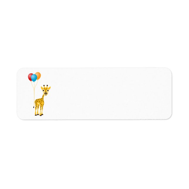 Funny giraffe with colourful balloons (Front)