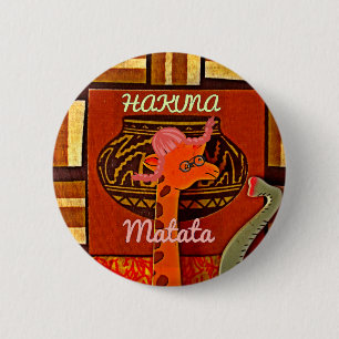 Funny Giraffe with cool text Hakuna Matata 6 Cm Round Badge