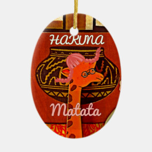 Funny Giraffe with cool text Hakuna Matata Ceramic Tree Decoration