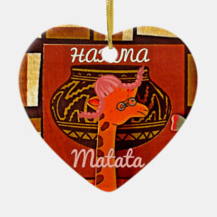 Funny Giraffe with cool text Hakuna Matata Ceramic Tree Decoration