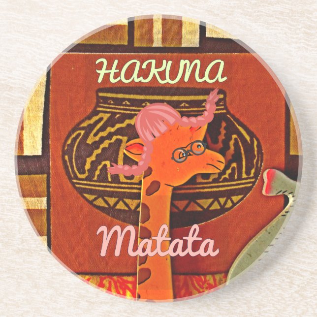 Funny Giraffe with cool text Hakuna Matata Coaster (Front)