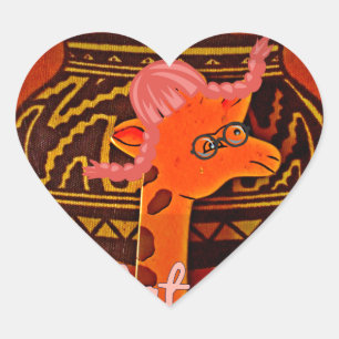 Funny Giraffe with cool text Hakuna Matata Design Heart Sticker