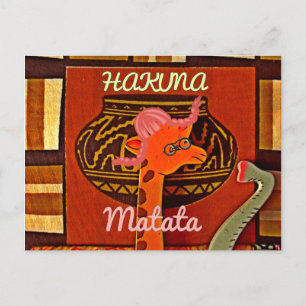 Funny Giraffe with cool text Hakuna Matata Design Postcard