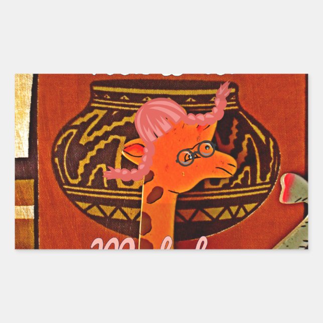 Funny Giraffe with cool text Hakuna Matata Design Rectangular Sticker (Front)